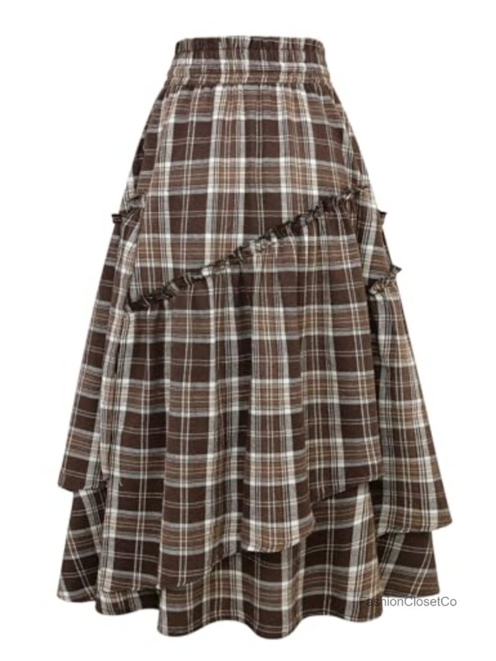 High Waisted Plaid Maxi Skirt with Pockets Renaissance A-Line Flowy - Picture 2 of 6